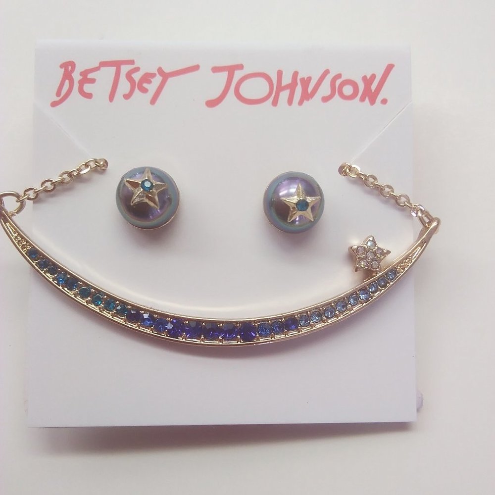 Betsey Johnson New Moon and Star Necklace and ER